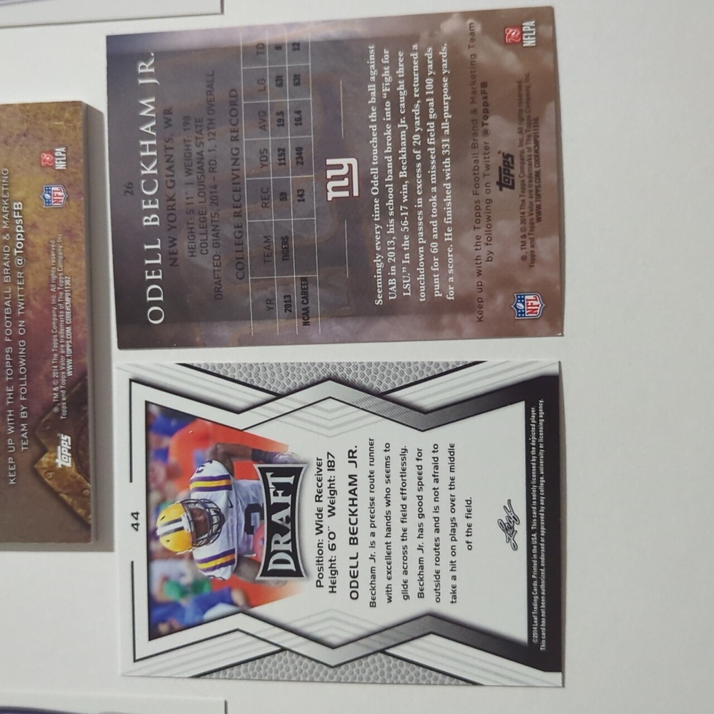 Lot NFL Football Trading Cards Odell Beckham Jr Rookie Patch Parallel NY Giants - Picture 8 of 12